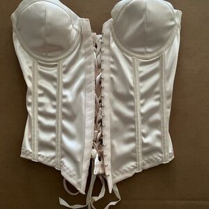 Forever 21 Ivory Satin Corset Bustier Top